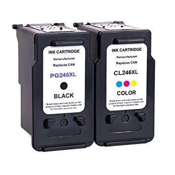 1 combo Remanufactured Ink Cartridge Replacement For PG 245XL & CL 246XL 245 XL 246 XL (1Black 1Color) With Ink Level Indicator Used In Canon PIXMA iP2820 MG2420 MG2520 2920 MG2922 MG2924 Printer