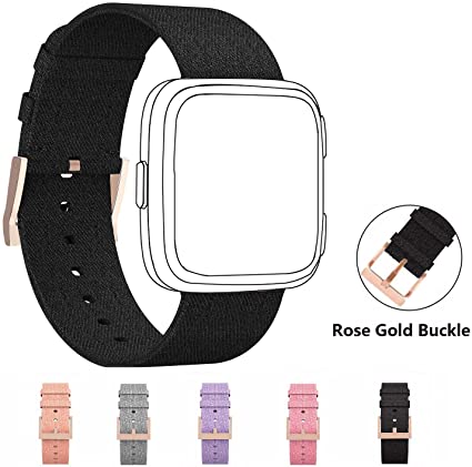 DB Band Compatible for Fitbit Versa Bands, Fashionable Woven Fabric Breathable Watchband with Rose Gold Buckle Watch Band