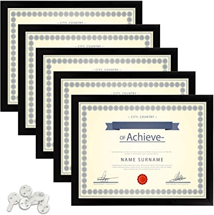 upsimples 8.5x11 Picture Frame Certificate Document Frame Set of 5,Photo Frames for Wall and Table,Black