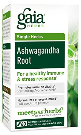 Gaia Herbs Ashwagandha Root Capsules, 60-Count