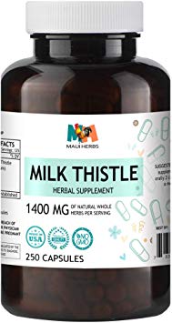 Milk Thistle 250 Capsules, 1400 MG, Organic Milk Thistle Seed (Silybum marianum)