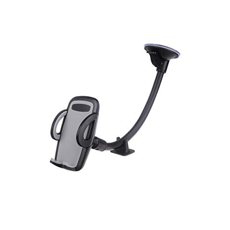 Beam Electronics Cell Phone Holder for Car, Windshield Long Arm Car Phone Mount with One Button Design and Anti-Skid Base Car Holder Compatible iPhone Xs MAX/XS/XR/X/8/7/7P/6s, Galaxy S6/S7/S8,Google,