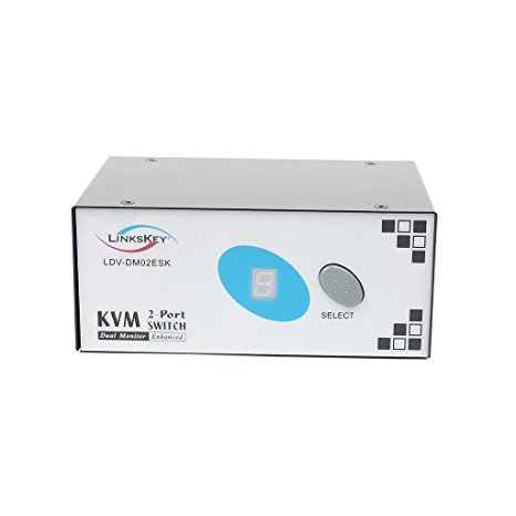 Linkskey 2-Port Dual DVI Monitor PS2 KVM Switch with Cables (LDV-DM02ESK)