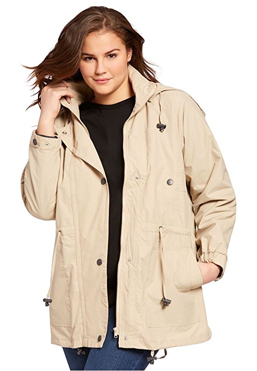 Woman Within Women's Plus Size Jacket, Anorak In Weather-Resistant Taslon With Zip-Out