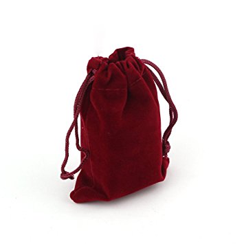 ROSENICE Drawstring Pouch Bag 912cm Velvet Wedding Favor Gift Bags in Red 10 Pack