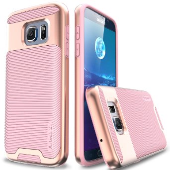 Galaxy S7 Case -- Artech 21 Vivid Arkansas Series Slim Dual Layers  Shockproof  Drop Proof  Textured Pattern Anti-Slip Protective Cover Case For Samsung Galaxy S7 -- PinkRose Gold