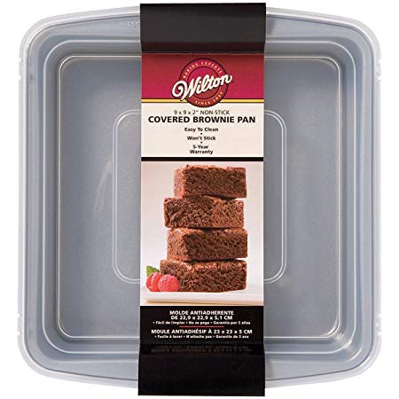 Wilton 2105-9199 Recipe Right Non-Stick 9-Inch x 9-Inch Sqaure Brownie Baking Pan with Lid