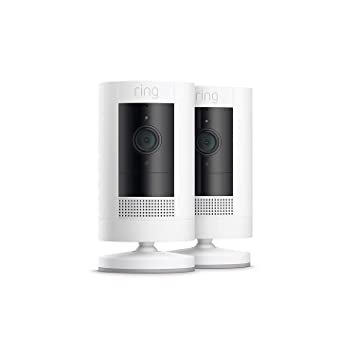 Ring Stick Up Cam Battery HD security camera with custom privacy controls, Simple setup, Works with Alexa – 2-Pack – White