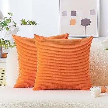 Home Brilliant Burnt Orange Euro Shams Set of 2 Pillow Covers Super Soft Large Decorative Throw Pillow Covers for Patio Living Room, 26x26 inch, Orange
