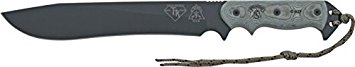 Tops Knives ATRD01 Armegeddon Fixed Blade Bowie Knife with Black Linen Micarta Handles & Black Ballistic Nylon Sheath with Kydex Liner
