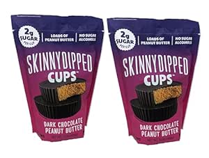 Dark Chocolate Peanut Butter Cups - 60 Count, 2 Large Packs - Premium Quality, Low Sugar Treats