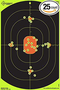 Splatterburst Targets - 12 x 18 inch Bullseye Reactive Shooting Target - Shots Burst Bright Fluorescent Yellow Upon Impact - Gun - Rifle - Pistol - AirSoft - BB Gun - Pellet Gun - Air Rifle