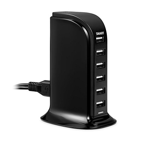 Axxbiz 40W 5.0V/8A 6 Port USB Desktop Charger - with Smart IC technology– Black