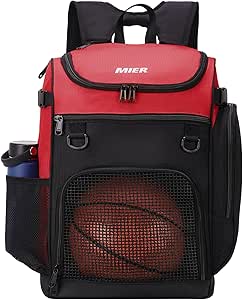 MIER Basketball Backpack Large Sports Bag for Men Women with Laptop Compartment, Soccer, Volleyball, Gym, Travel, 40L