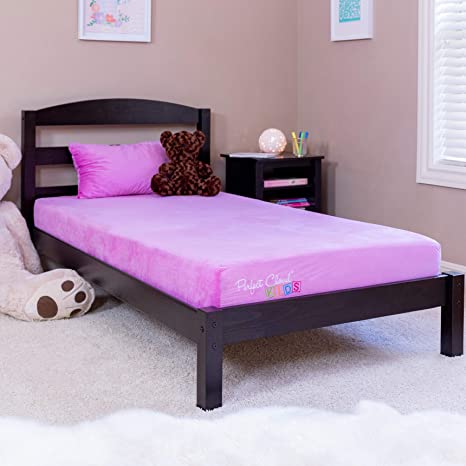 Perfect Cloud Kids Signature 7-inch Memory Foam Mattress and Pillow for Day/Trundle/Bunk Bed (Pink) - Memory Foam Teddy Bear Included