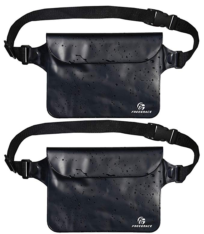 Freegrace Waterproof Pouches Set with Waist/Shoulder Strap - Keep Your Phone and Valuables Dry and Safe – Waterproof Dry Bags for Boating Swimming Snorkeling Kayaking Beach Water Parks Pool Fishing