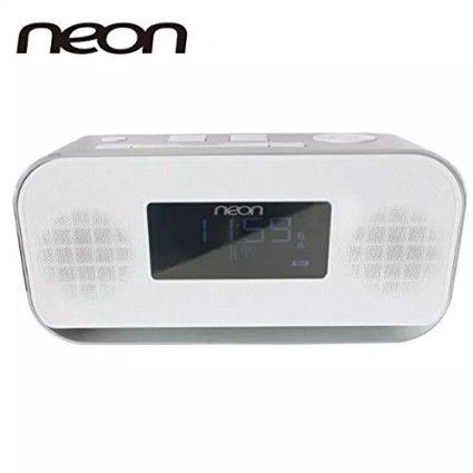 Neon Electronic® MS105BT-05 Clock Radio with Perfect Sound, Bluetooth, Dual Alarm and 20 FM Radio Station Presets