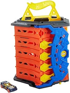 Hot Wheels Action Piste Coffret Transportable à 5 voies, à connecter avec circuit et pistes, voiture incluse, jouet pour enfant, GYX11