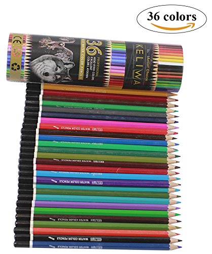 Keliwa 36 Piece Artist Grade High Quality Watercolor Water Soluble Colored Pencils For Adult coloring Artist Sketch Set of 36 Assorted Colors 36 Colors