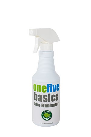 One Five Basics Odor Eliminator - Professional Strength, Non Toxic, Biodegradable Formula for multi purpose household uses, comes in 16oz bottle with trigger spray