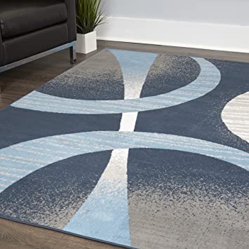 Home Dynamix Premium Indus Modern Area Rug, Midnight Blue/Blue, 7'8"x10'7" Rectangle