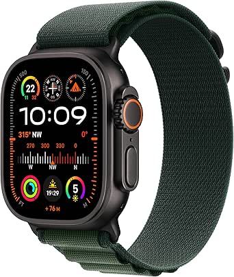 Apple Watch Ultra 2 (GPS   Cellular 49 mm) Smartwatch, Sportuhr mit Titangehäuse in Schwarz und Alpine Loop in Dunkelgrün (Small). Fitnesstracker, präzises GPS, Actiontaste, CO₂ neutral