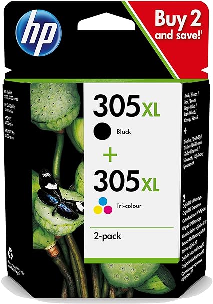 HP 6ZA94AE 305XL High Yield Original Ink Cartridges, Black/Tri-color, Multipack