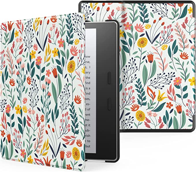 MoKo Case Fits All-New 7“ Kindle Oasis (9th and 10th Generation ONLY, 2017 and 2019 Release), Premium Ultra Lightweight Shell Cover with Auto Wake/Sleep - Flowers