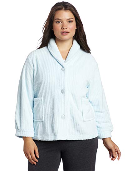 Casual Moments Women's Plus Size Shawl Collar Bed Jacket