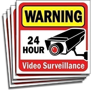 Video Security Surveillance Sticker Decals Sign for Home/Business (4 Piece Set) Self Adhesive Vinyl Stickers for CCTV, DVR, Video Camera System-Outdoor/Indoor 6" x 6" for Window Door Wall ...