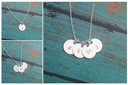Sterling Silver Initial Necklace // Dainty Initial Discs // Personalized Necklace // Hand Stamped Jewelry // Initial Jewelry By GMJ