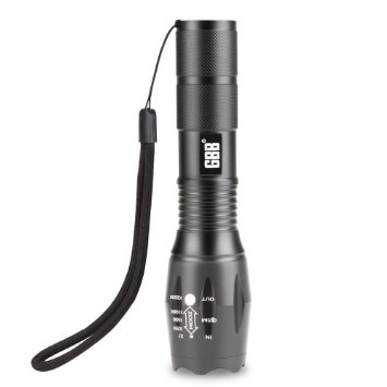 GBB Portable Tactical Flashlight - Ultra Bright 1000 Lumen Multifunctional CREE XML T6 LED Rechargeable Zoomable Handheld Torch, 5 Modes, Water Resistant for Outdoor Hiking Hunting Camping