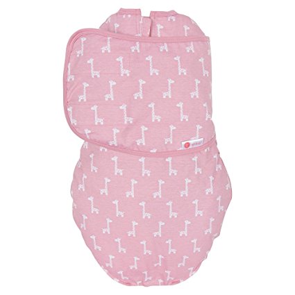 embe 2-Way Classic Swaddle, Pink Giraffe, Made from 100% Soft Cotton with Patented Legs In or Legs Out Design, Fits Infants and Babies, Perfect as Baby Shower or Sip and See Gift