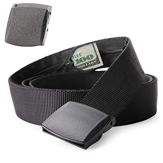 Travel Security Money Belt with Hidden Money Pocket - Cashsafe Anti-Theft Wallet Unisex Nickel free Nylon Belt by JASGOOD