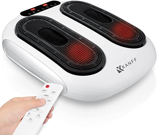 Vibration Foot Massager with Heat, Kanff Electric Shiatsu Foot Massager Machine Platform with Rotating Acupressure Heads, Deep Kneading & Heating with Multi Settings & Remote Control