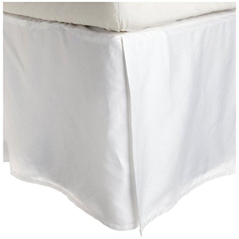 Superior 100% Premium Combed Cotton, 300 Thread Count Tailored Bed Skirt with 15" Drop, Classic Pleated Sides and Split Corners to Accommodate Bed Posts - Queen Bedskirt, White