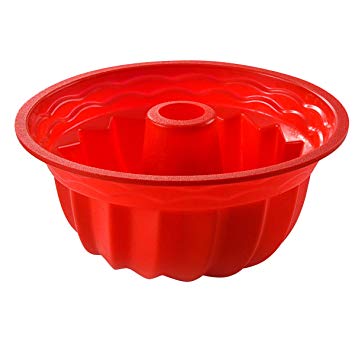 Silicone Baking Molds, Aokinle Fluted Round Cake Pan, Bundt Cake Pan Non-stick for Jello/Mousse/Steamed Cake/Bread/Chocolate, 9.45 Inches