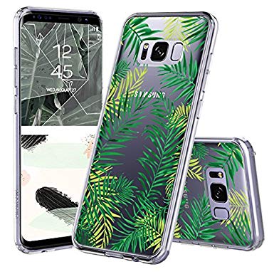 Galaxy S8 Case, Galaxy S8 Case for Girls, MOSNOVO Tropical Palm Leaves Clear Design Printed Transparent Plastic Hard Back Case with TPU Bumper Protective Case Cover for Samsung Galaxy S8 (2017)