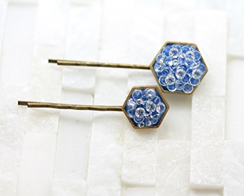 Set of 2 Blue Hairpins, hair jewels