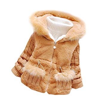 Ancia Baby Girls Infant Winter Knited Fur Outerwear Coats Snowsuit Jackets