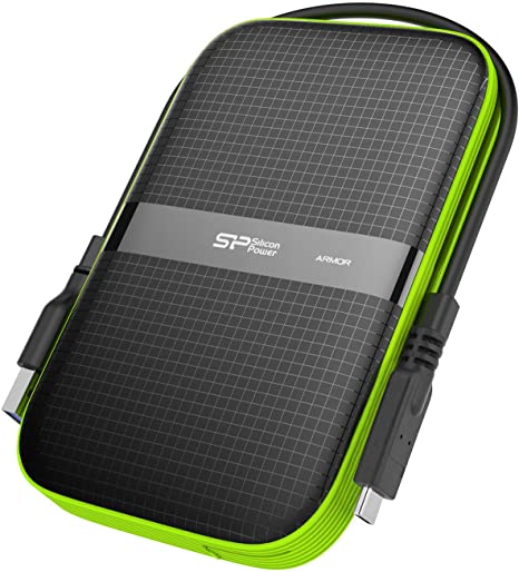 Silicon Power 2TB USB-C USB 3.0 Rugged Portable External Hard Drive Armor A60, Military-Grade Shockproof/Water-Resistant for PC, Mac and iPad Pro, Black