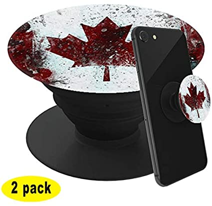 [2 Pack] Phone Grip Holder,Expanding Grip Socket for Cellphone,360 Rotation Pop Collapsible Grip and Stand for Phones and Tablets-Canada Maple Leaf