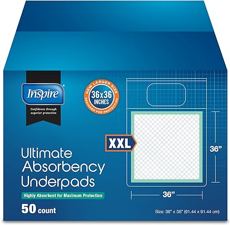 Extra Large Super Absorbent Bed Pads for Incontinence Disposable 36 x 36 Inches | Ultra Thick and Absorbent with Polymer Incontinence Bed Pads and Bed Liner Chucks Pads Disposable Puppy Pads Large