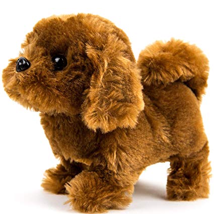 Toysery Puppy Plush Dog Brown Toy Walking Barking Wagging Tail Lucky Kids Pet Toy - Battery Operated