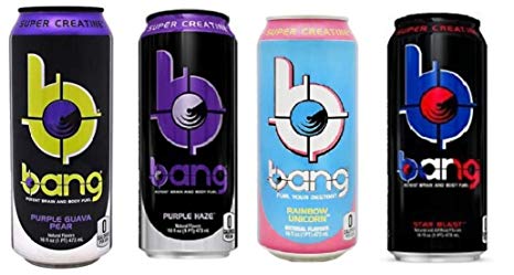 VPX Bang Variety - Rainbow Unicorn, Starblast, Purple Guava Pear, Purple Haze 16fl.oz. (Pack of 8)