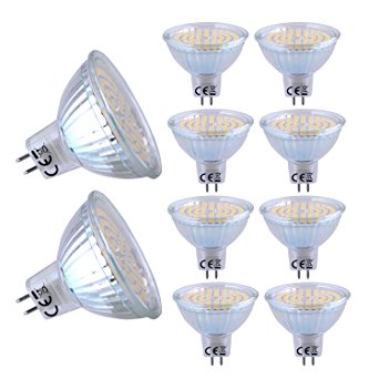 Liqoo Pack of 10 Units 4W MR16 GU5.3 GX5.3 LED Bulbs Light , 30W Halogen Bulbs Equivalent , AC DC 12V Warm White 3000K , 280LM , 120 Degree Beam Angle , LED Spotlight