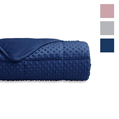 Alansma Weighted Blanket, Premium Heavy Blanket with Glass Beads for Comfort Deep Sleep (Blue, 40''x60'' 7lbs)