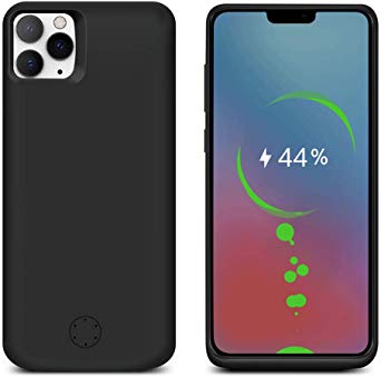 Compatible with iPhone 11 Pro Max Battery Case, 6000mAh Rechargeable Portable External Battery Charger Pack Slim Extended Power Bank Backup Charging Case for iPhone 11 Pro Max 6.5 inch Black