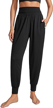 CRZ YOGA Fold Over Yoga Jogger Pants for Women High Waisted Comfy Loose Lounge Harem Pants Sweatpants with Pockets