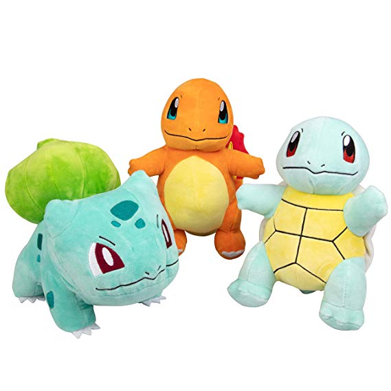 Pokémon Plush Starter 3 Pack - Charmander, Squirtle & Bulbasaur 8" Generation One Stuffed Animals